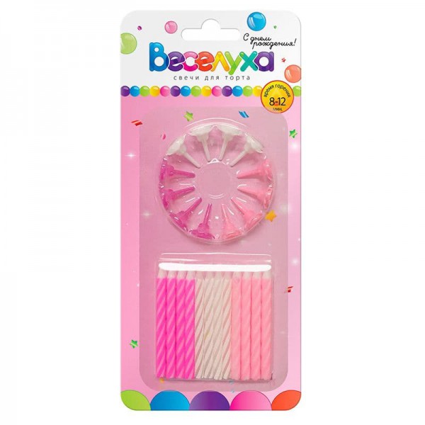 Свечи тортовые классические "Микс" розовые фото