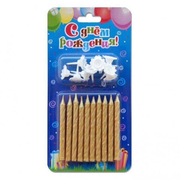 Свечи тортовые классические Золотые металлизированные фото