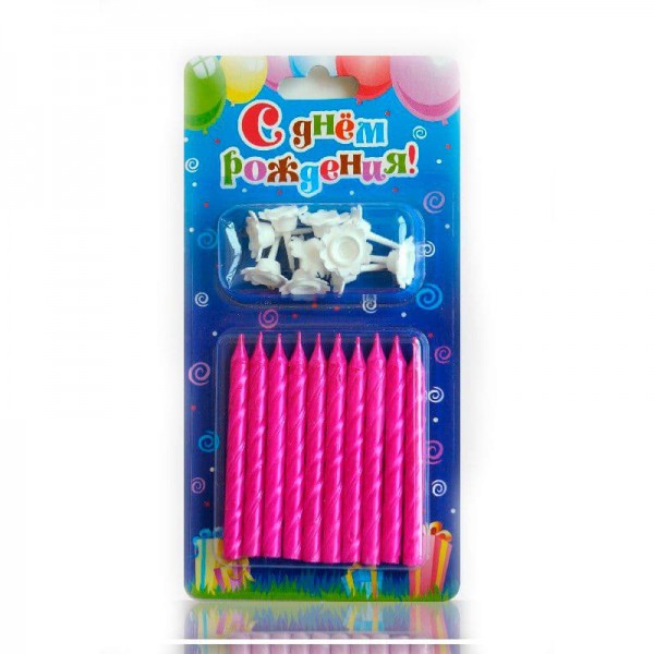 Свечи тортовые классические Розовые металлизированные фото