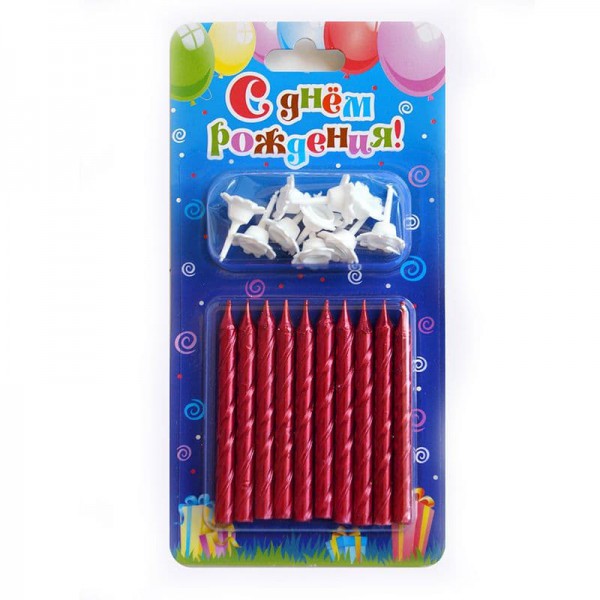 Свечи тортовые классические Бордовые металлизированные фото