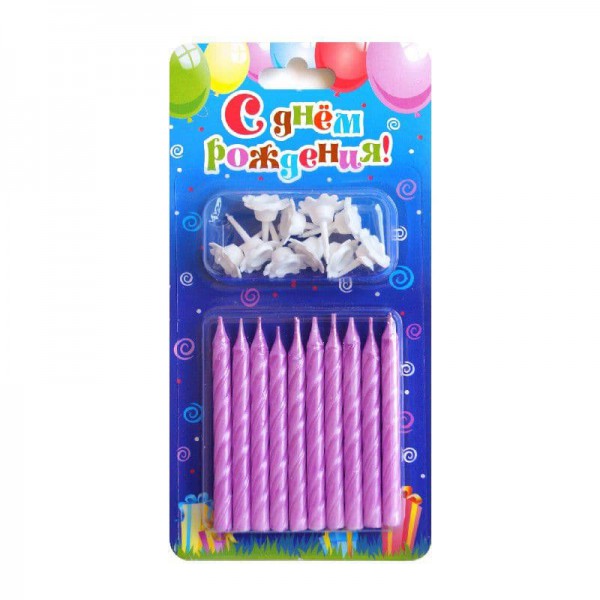 Свечи тортовые классические Лавандовые металлизированные фото