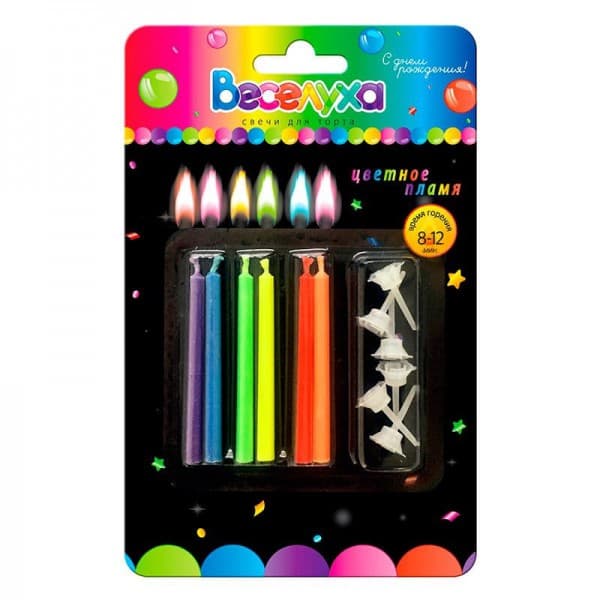 Свечи тортовые классические "Цветное пламя" фото