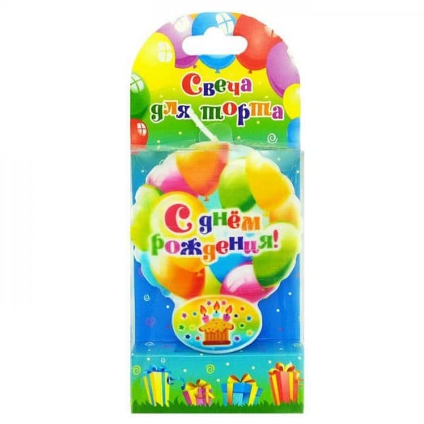 Свеча тортовая "С Днем Рождения" Воздушный шарик фото
