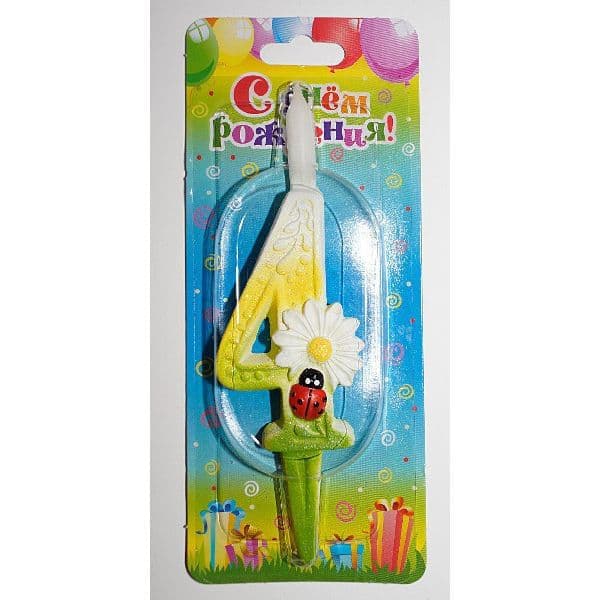 Свеча тортовая цифра "С ромашками" 4 фото