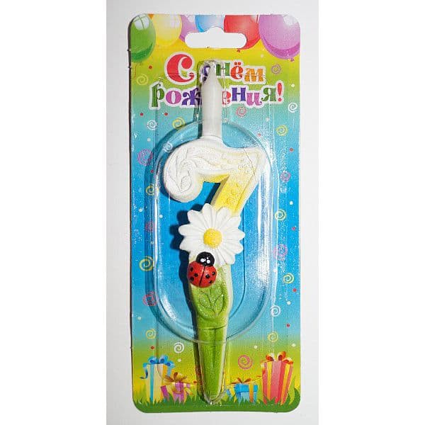 Свеча тортовая цифра "С ромашками" 7 фото