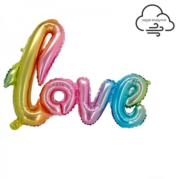 Шар надпись "LOVE" Радужная пастель 39"/100*68 см фото 1