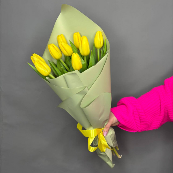 Букет из 9 желтых тюльпанов фото 2