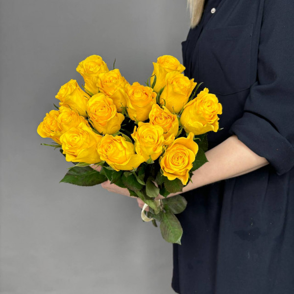 Букет из 15 желтых роз фото 2