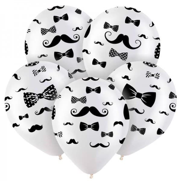 Латексный шар прозрачный с рисунком "Джентльмен" 12"/30 см + гелий + Hi-Float* фото