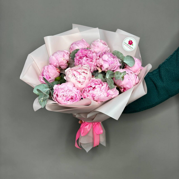 Букет из 11 розового пиона фото 2