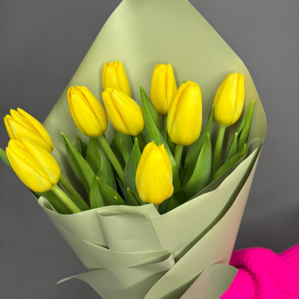 Букет из 9 желтых тюльпанов фото 3