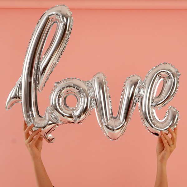 Шар надпись "LOVE" Серебро 39"/100*68 см фото 2