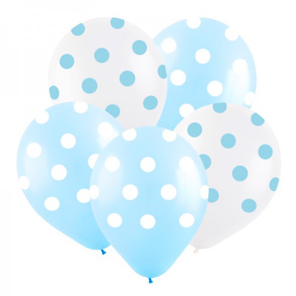 Латексный шар с рисунком "Горох голубой" 12"/30 см + гелий + Hi-Float* фото