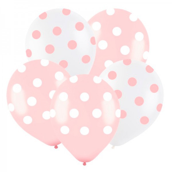 Латексный шар с рисунком "Горох розовый" 12"/30 см + гелий* фото