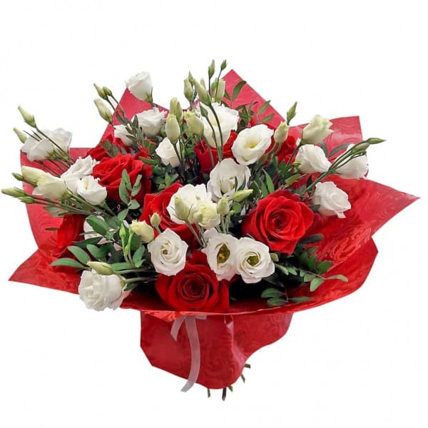 Букет из розы и эустомы фото