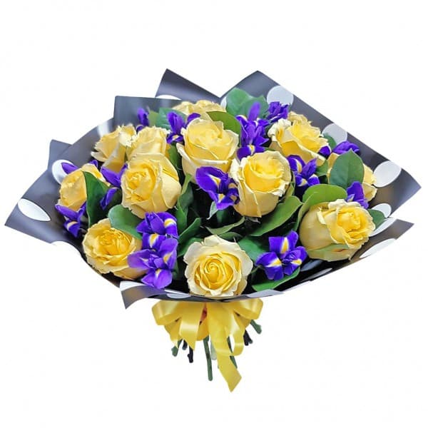 Букет из розы и ирисов фото 1