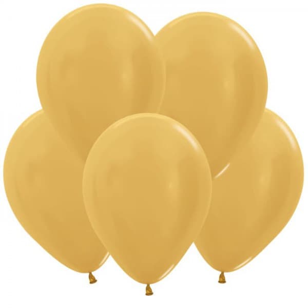 Латексный шар без рисунка "Золото" 12"/30 см + гелий + Hi-Float* фото 2