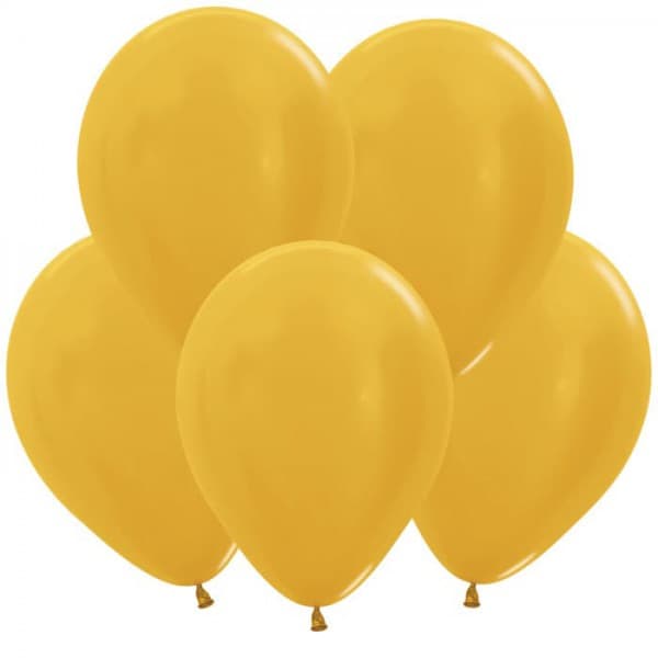 Латексный шар без рисунка "Золото" 12"/30 см + гелий + Hi-Float* фото 1