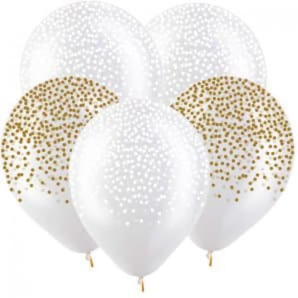 Латексный шар прозрачный с рисунком "Конфетти" 12"/30 см + гелий + Hi-Float* фото