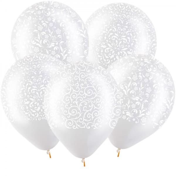 Латексный шар прозрачный с рисунком "Изящный орнамент" 12"/30 см + гелий + Hi-Float* фото