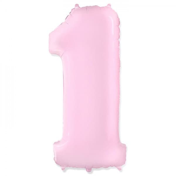 Цифра "1" розовое 40" / 102 см фото