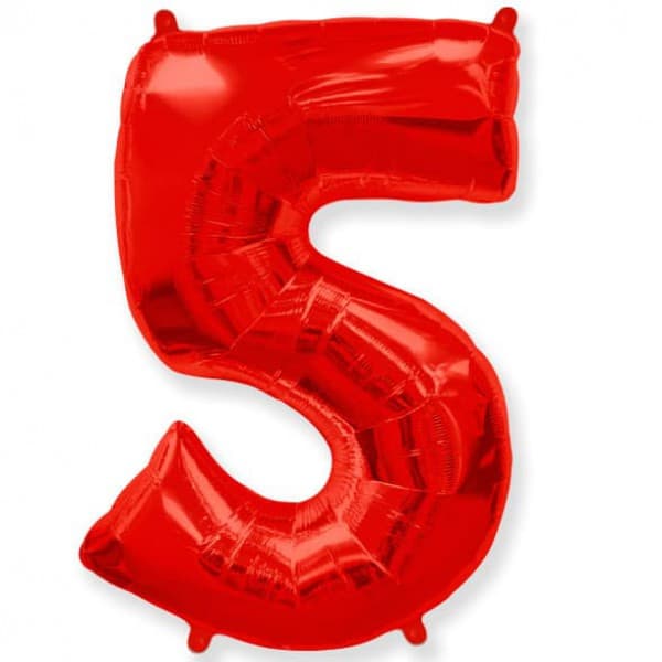Цифра "5" красный 40" / 102 см фото
