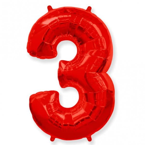 Цифра "3" красный 40" / 102 см фото