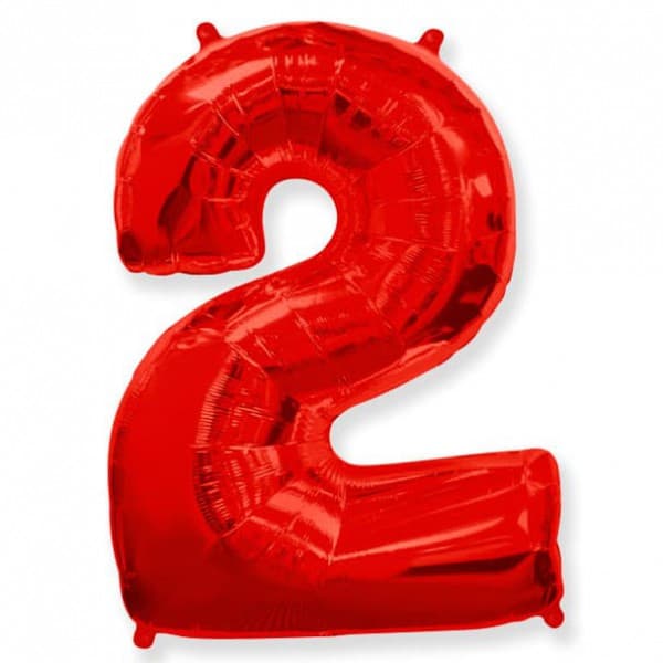 Цифра "2" красный 40" / 102 см фото