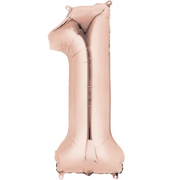 Цифра "1" розовое золото 40" / 102 см фото