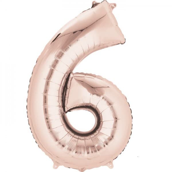 Цифра "6" розовое золото 40" / 102 см фото