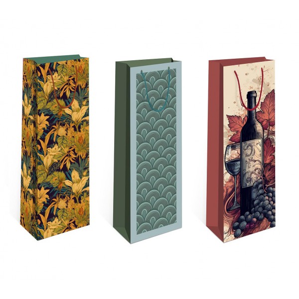 Пакет подарочный под бутылку в ассортименте фото