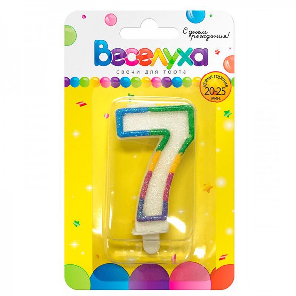Свеча тортовая цифра "Разноцветный градиент" с глиттером 7 фото