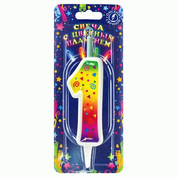 Свеча тортовая цифра "Цветное пламя" 1 фото