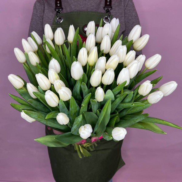 Букет из 51 белого тюльпана фото 1